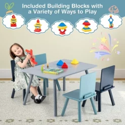 Costway 5 Piece Kids Wooden Activity Table And 4 Chairs Play Set Gift W/ Building Blocks -Children Peripherals GUEST 07ffa41a 0fbb 4514 a500 6ad2fe5a0cee