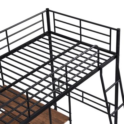 Twin Size Metal Loft Bed With Built-in Desk And Shelves - ModernLuxe 9 Twin Size Metal Loft Bed With Built-in Desk And Shelves - ModernLuxe - Image 9