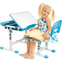 Mount-It! Kids Desk And Chair Set | Height Adjustable Ergonomic Children's School Workstation With Storage Drawer | Blue -Children Peripherals GUEST 0a33b8ac 0cd7 42db ad7a 14e28a3a62e7