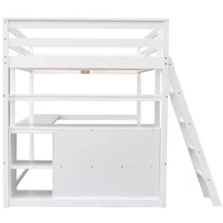 Full Size Loft Bed With Desk, Shelf And Two Built-in Drawers - ModernLuxe 16 Full Size Loft Bed With Desk, Shelf And Two Built-in Drawers - ModernLuxe -Children Peripherals GUEST 0a413e76 2d21 4f64 80cd 09aae583ebe3