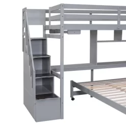 Twin Over Full Bunk Bed With Storage Stairs, Desk, Shelves And Hanger - ModernLuxe -Children Peripherals GUEST 0c7d6396 a020 4242 8492 30bf7687bb7e