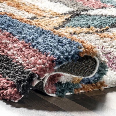 Aidan Diamond Striped Kids Shag Area Rug 3 Aidan Diamond Striped Kids Shag Area Rug - Image 3