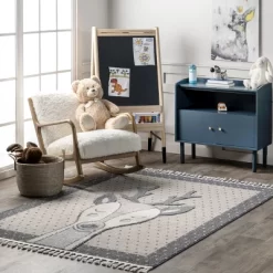 Éléanor Deer Kids Tasseled Area Rug