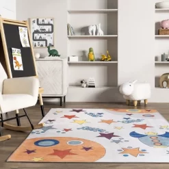 NuLOOM Leonie Outer Space Machine Washable Kids Area Rug -Children Peripherals GUEST 101e8c31 c51c 4108 bc8a 2f93d8efb38a