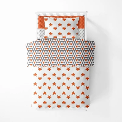 Bacati - Playful Fox Orange Gray 4 Pc Toddler Bedding Set 4 Bacati - Playful Fox Orange Gray 4 Pc Toddler Bedding Set - Image 4