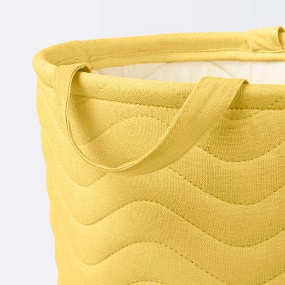 Quilted Fabric Medium Round Storage Basket - Yellow - Cloud Island™ 2 Quilted Fabric Medium Round Storage Basket - Yellow - Cloud Island™ - Image 2