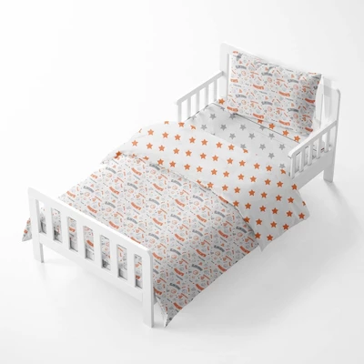 Bacati - Basketball Orange/Gray Muslin 4 Pc Toddler Bedding Set 1 Bacati - Basketball Orange/Gray Muslin 4 Pc Toddler Bedding Set