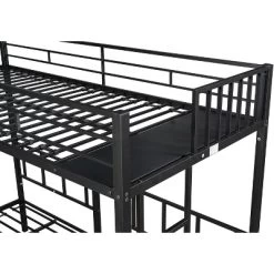 Twin Over Twin Metal Triple Bunk Bed With Ladder-ModernLuxe -Children Peripherals GUEST 1484632c 83a6 41a3 94c8 cb263826b892