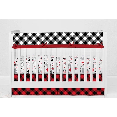 Bacati - Lumberjack Red Black Gray 6 Pc Crib Bedding Set With Long Rail Guard Cover 9 Bacati - Lumberjack Red Black Gray 6 Pc Crib Bedding Set With Long Rail Guard Cover - Image 9
