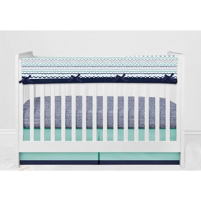Bacati - Noah Mint Navy 10 Pc Crib Bedding Set With Long Rail Guard Cover 2 Bacati - Noah Mint Navy 10 Pc Crib Bedding Set With Long Rail Guard Cover - Image 2