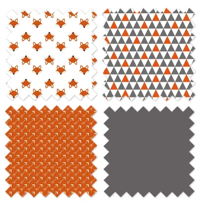 Bacati - Playful Fox Orange Gray 4 Pc Toddler Bedding Set 5 Bacati - Playful Fox Orange Gray 4 Pc Toddler Bedding Set - Image 5