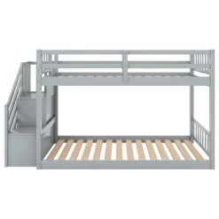 Twin Over Twin Bunk Bed With Storage Ladder - ModernLuxe -Children Peripherals GUEST 1aeb151d 7ebe 4c69 a9d2 01594ded3cee