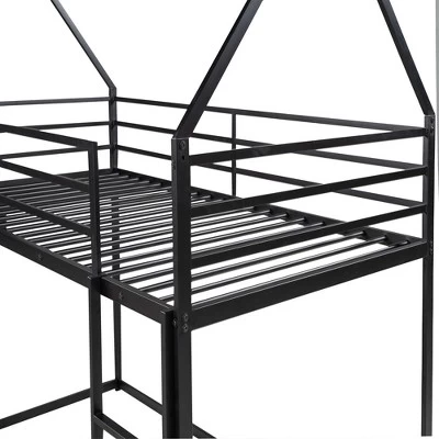 Twin Over Twin House Bunk Bed With Ladder And Slide - ModernLuxe 8 Twin Over Twin House Bunk Bed With Ladder And Slide - ModernLuxe - Image 8