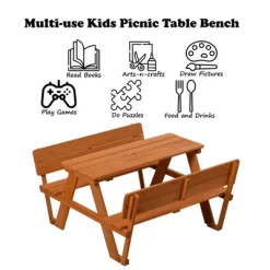 Gardenised Wooden Kids Picnic Table Bench With Backrest, Outdoor Children's Backyard Table, Crafting, Dining, And Playtime Patio Table 10 Gardenised Wooden Kids Picnic Table Bench With Backrest, Outdoor Children's Backyard Table, Crafting, Dining, And Playtime Patio Table -Children Peripherals GUEST 1e1cee51 24c4 447c a92a 17a44c74e7b8