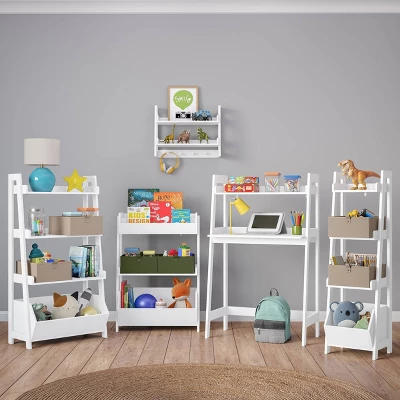 Kids' Desk With Ladder Shelf Storage And 2 Bonus Magnetic Art Display Bars White - RiverRidge Home 11 Kids' Desk With Ladder Shelf Storage And 2 Bonus Magnetic Art Display Bars White - RiverRidge Home - Image 11
