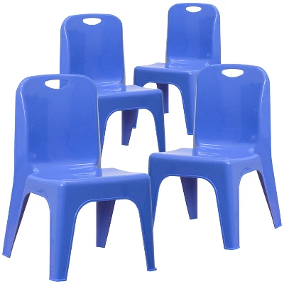 Emma And Oliver 4 Pack Plastic Stack School Chair With Carrying Handle And 11" Seat Height 12 Emma And Oliver 4 Pack Plastic Stack School Chair With Carrying Handle And 11" Seat Height - Image 12