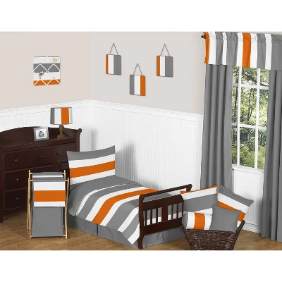 Gray & Orange Striped Curtain Panels - Sweet Jojo Designs 1 Gray & Orange Striped Curtain Panels - Sweet Jojo Designs