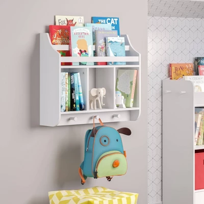 Kids' Book Nook Wall Shelf With Cubbies And Book Rack White - RiverRidge Home 1 Kids' Book Nook Wall Shelf With Cubbies And Book Rack White - RiverRidge Home