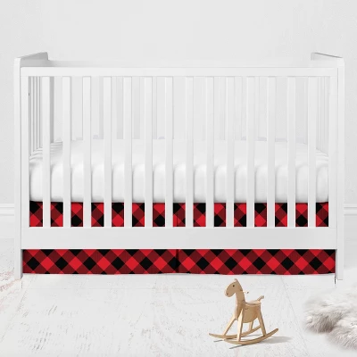 Bacati - Lumberjack Red Black Gray 6 Pc Crib Bedding Set With Long Rail Guard Cover 6 Bacati - Lumberjack Red Black Gray 6 Pc Crib Bedding Set With Long Rail Guard Cover - Image 6