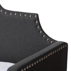 Twin Ally Fabric Upholstered Sofa Daybed With Roll Out Trundle Guest Bed Dark Gray - Baxton Studio -Children Peripherals GUEST 25063da4 dc9e 4ef9 9e8c 0076f9d6c298