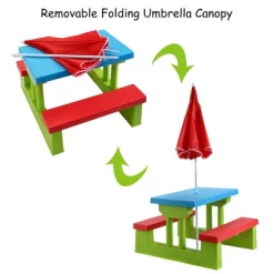 Costway 4 Seat Kids Picnic Table W/Umbrella Garden Yard Folding Children Bench Outdoor -Children Peripherals GUEST 258b5d78 0369 4b7c 9458 6eb0890215b0