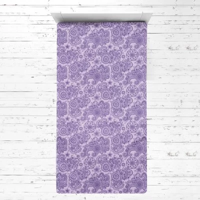 Bacati - Isabella Paisley Aqua Lilac Purple 3 Pc Toddler Bedding Sheet Set 2 Bacati - Isabella Paisley Aqua Lilac Purple 3 Pc Toddler Bedding Sheet Set - Image 2