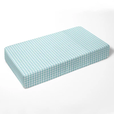 Bacati - Houndstooth Aqua Muslin 3 Pc Toddler Bed Sheet Set 100 Percent Cotton 3 Bacati - Houndstooth Aqua Muslin 3 Pc Toddler Bed Sheet Set 100 Percent Cotton - Image 3
