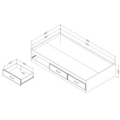 Ulysses Mates Bed With 3 Drawers Winter Oak - South Shore -Children Peripherals GUEST 282d3367 0966 4c41 a021 ce44bfce9b6a