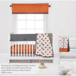 Bacati - Playful Fox Orange Gray 6 Pc Crib Bedding Set With Long Rail Guard Cover 12 Bacati - Playful Fox Orange Gray 6 Pc Crib Bedding Set With Long Rail Guard Cover -Children Peripherals GUEST 2949995f 39d4 48b0 a608 db5a6ba624ad