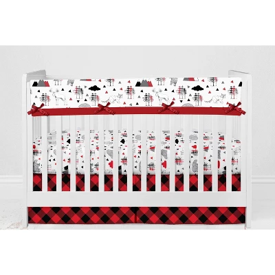 Bacati - Lumberjack Red Black Gray 6 Pc Crib Bedding Set With Long Rail Guard Cover 8 Bacati - Lumberjack Red Black Gray 6 Pc Crib Bedding Set With Long Rail Guard Cover - Image 8