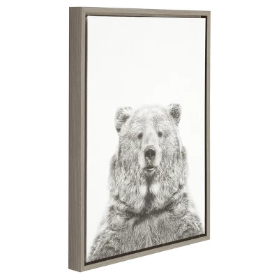 Bear Framed Canvas Art Gray (24"x18") - Uniek 1 Bear Framed Canvas Art Gray (24"x18") - Uniek