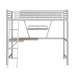 Twin Size Loft Metal Bed With Desk And Shelves - ModernLuxe -Children Peripherals GUEST 2dd3fa3d ee33 43cf b746 affda4466a56