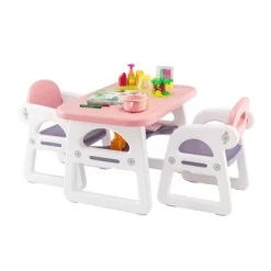 Costway 3-Piece Kids Table And Chair Set Toddler Activity Study Desk With Building Blocks -Children Peripherals GUEST 2fd30e52 f225 41d0 96a7 31ee2e7b9289