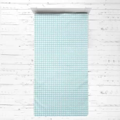 Bacati - Houndstooth Aqua Muslin 3 Pc Toddler Bed Sheet Set 100 Percent Cotton