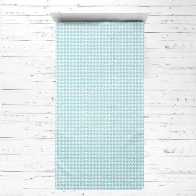 Bacati - Houndstooth Aqua Muslin 3 Pc Toddler Bed Sheet Set 100 Percent Cotton 1 Bacati - Houndstooth Aqua Muslin 3 Pc Toddler Bed Sheet Set 100 Percent Cotton