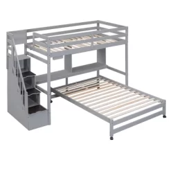 Twin Over Full Bunk Bed With Storage Stairs, Desk, Shelves And Hanger - ModernLuxe -Children Peripherals GUEST 32468a5f b788 418a 8824 cd97c15f246b