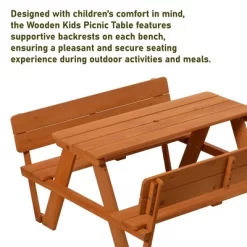 Gardenised Wooden Kids Picnic Table Bench With Backrest, Outdoor Children's Backyard Table, Crafting, Dining, And Playtime Patio Table 13 Gardenised Wooden Kids Picnic Table Bench With Backrest, Outdoor Children's Backyard Table, Crafting, Dining, And Playtime Patio Table -Children Peripherals GUEST 3352a6d6 95aa 44ef a757 c8b711b8bcdb