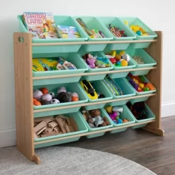 Toy Organizer With 16 Storage Bins Natural/Mint - Humble Crew -Children Peripherals GUEST 33742ddc 3da9 4bde 96ed f83db271ac0c