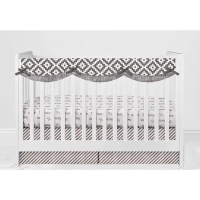 Bacati - Love Aztec Design/Print Gray/Silver 6 Pc Crib Bedding Set With Long Rail Guard Cover 8 Bacati - Love Aztec Design/Print Gray/Silver 6 Pc Crib Bedding Set With Long Rail Guard Cover - Image 8
