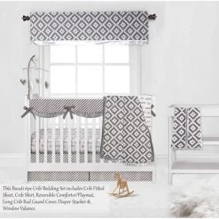 Bacati - Love Aztec Design/Print Gray/Silver 6 Pc Crib Bedding Set With Long Rail Guard Cover 12 Bacati - Love Aztec Design/Print Gray/Silver 6 Pc Crib Bedding Set With Long Rail Guard Cover -Children Peripherals GUEST 34313527 3d90 407d afd1 95d6e32d5abb