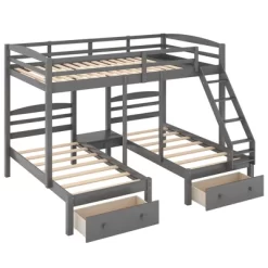 Full Over Twin & Twin Bunk Bed, Gray - ModernLuxe -Children Peripherals GUEST 39a47508 68c2 452d 9f20 53febcf03f53