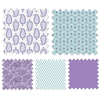 Bacati - Isabella Paisley Aqua Lilac Purple 3 Pc Toddler Bedding Sheet Set 5 Bacati - Isabella Paisley Aqua Lilac Purple 3 Pc Toddler Bedding Sheet Set - Image 5