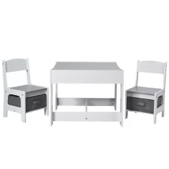 Costway Kids Table Chairs Set With Storage Boxes Blackboard Whiteboard Drawing GreyNature -Children Peripherals GUEST 3ee6cf0c 18a9 499d 8253 1dc64e354978