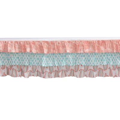 Bacati - Paisley Sophia Coral Aqua 4 Pc Crib Bedding Set With Diaper Caddy 5 Bacati - Paisley Sophia Coral Aqua 4 Pc Crib Bedding Set With Diaper Caddy - Image 5