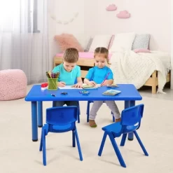 Costway Kids Plastic Rectangular Learn And Play Table Playroom Kindergarten Home Blue -Children Peripherals GUEST 41731051 1cbd 40a9 8a78 eac35efdb16b