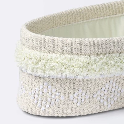 Tufted Fabric Medium Oval Storage Basket - Khaki And Cream - Cloud Island™ 2 Tufted Fabric Medium Oval Storage Basket - Khaki And Cream - Cloud Island™ - Image 2