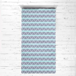 Bacati - Liam Large Triangles Aqua Navy Muslin 3 Pc Toddler Bed Sheet Set