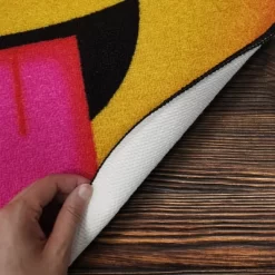 Deerlux Emoji Style Round Funny Smiley Face Kids Area Rug, Hungry Emoji Rug -Children Peripherals GUEST 427c308a 8de7 49a4 96f2 7d135046ca19