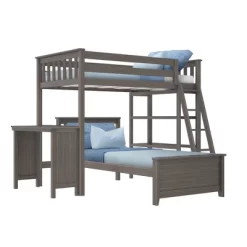 Max & Lily L-Shaped Twin Over Twin Bunk Bed With Bookcase And Desk -Children Peripherals GUEST 43aadca6 cc11 4b5e b1ac d81aa6030db2