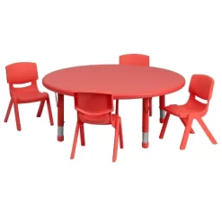 Flash Furniture 45" Round Plastic Height Adjustable Activity Table Set With 4 Chairs 19 Flash Furniture 45" Round Plastic Height Adjustable Activity Table Set With 4 Chairs -Children Peripherals GUEST 460b6e5d b99d 437c 806d 0836284f2fa0